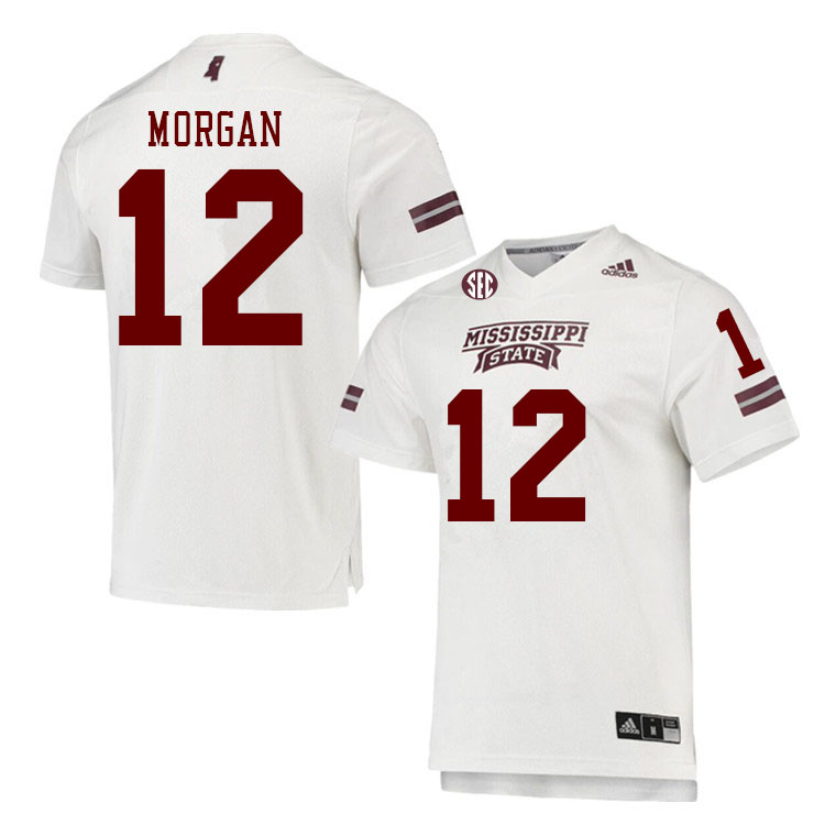 Men #12 Asher Morgan Mississippi State Bulldogs College Football Jerseys Stitched Sale-White